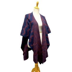 Original Nicole Miller | Red & Blue Striped Poncho